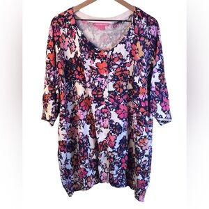Woman Within Floral Tunic - Pink and Purple